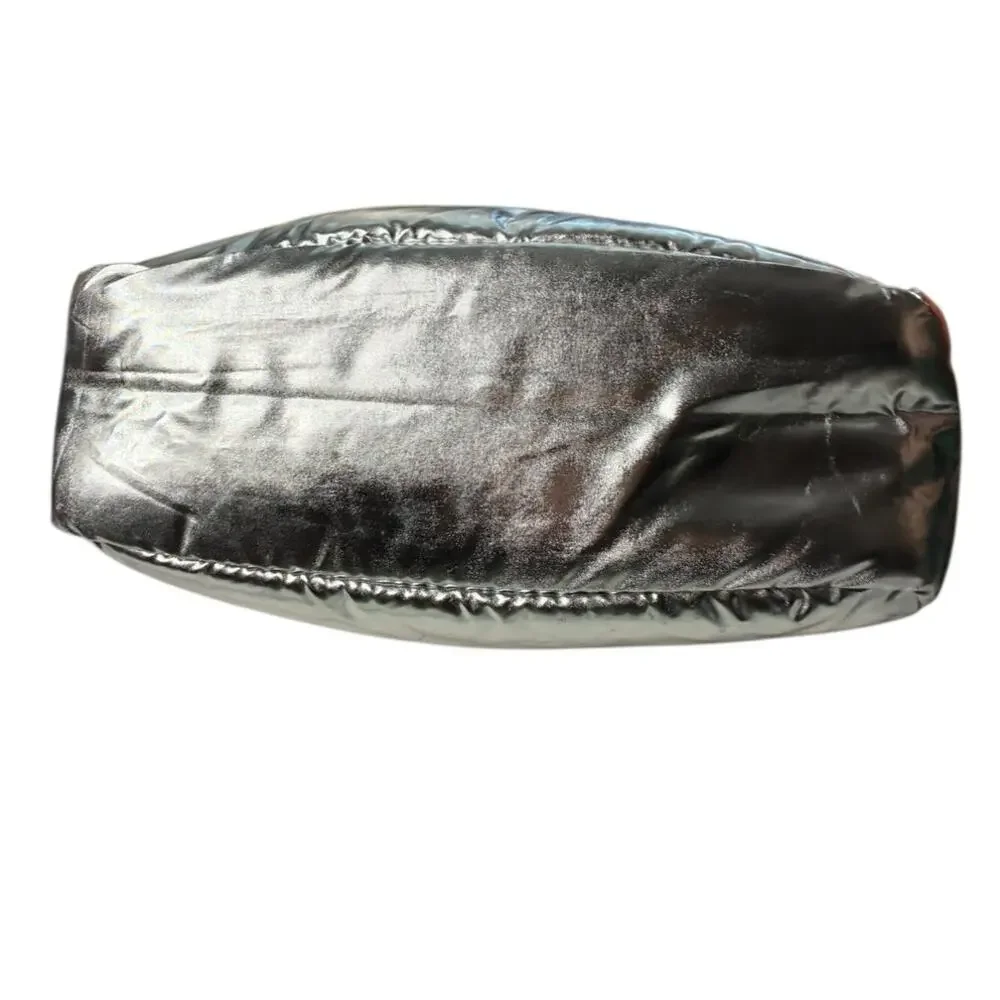 Moncler Parfums Quilted Metallic Silver Pouch Cosmetic Travel Case - Picture 5 of 11